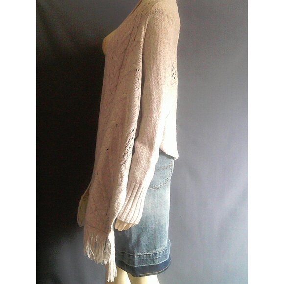 Anthropologie Angel of the North Anais Gray Hi Low Cable Wool Nylon Cardigan Sm - Picture 11 of 12
